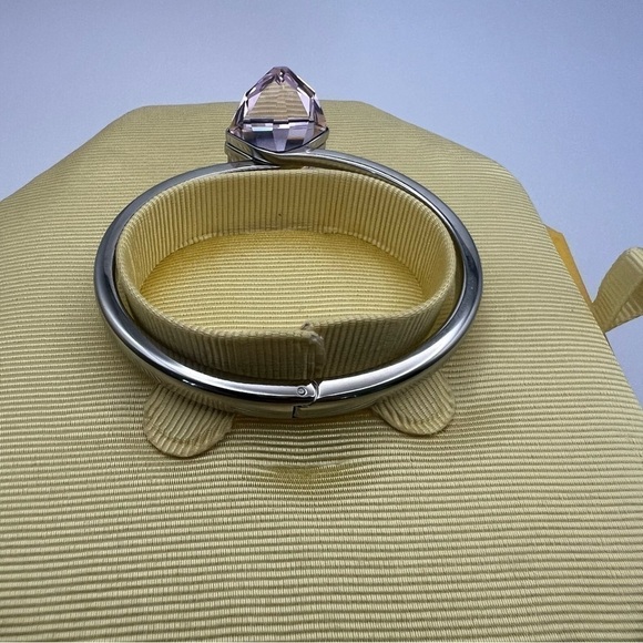 Swarovski Lucent Pink Pear Crystal Bangle – Rhodium Plated NIB (Medium) - Picture 9 of 16